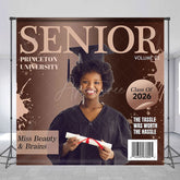 Aperturee - Aperturee Brown Magazine Cover Custom Photo Graduation Backdrop
